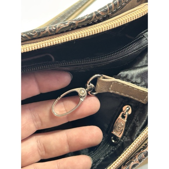 Fleur De Lis Rhinestone Leather Purse Embossed Tan Brown Shoulder Bag Western - Picture 13 of 16